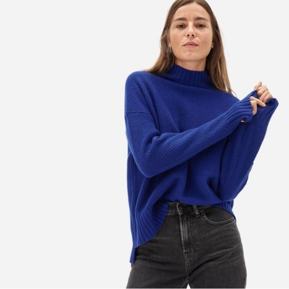 Everlane Sweaters - Cashmere Stroopwafel Turtleneck Sweater - Cobalt
